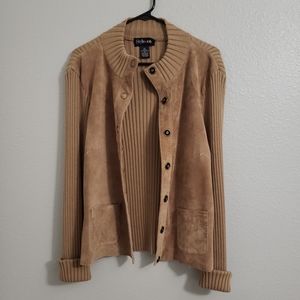 Style and Co. Suede knit camel color jacket XL